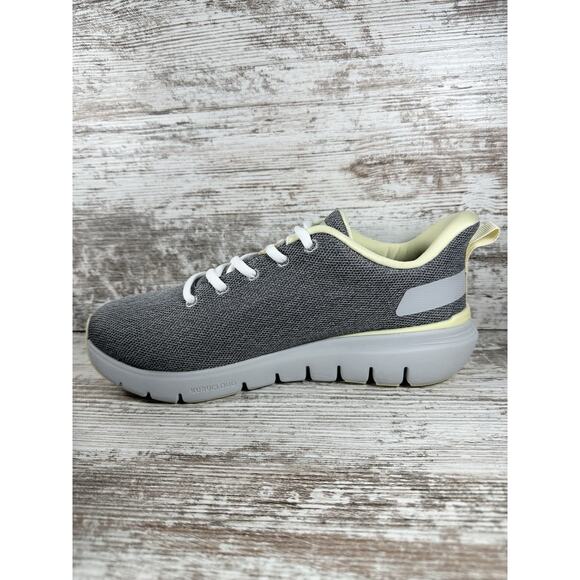 Women's Kuru Flex Via Gray/Yellow Walking Shoes Sz 9 Wide EUC! Athletic Gym - Picture 3 of 9